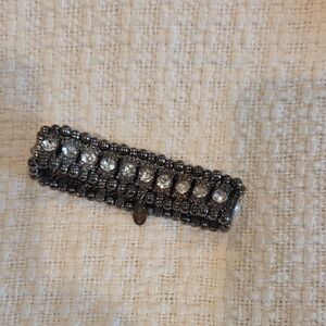 Black Beaded Hair Clip with Silver Accents